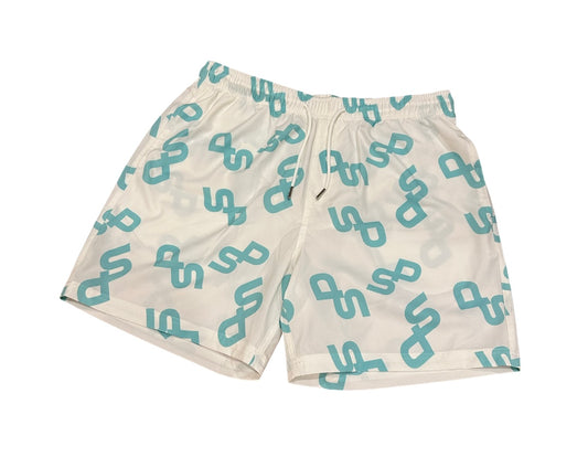 TURQUOISE LOGO SWIM SHORTS